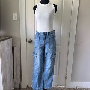 Women's Blue Cargo Jeans